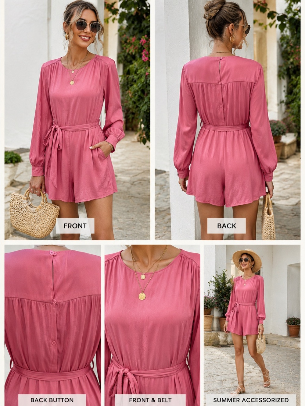 Lumiere Romper Women's Medium Soft Girl Pink Satin Feminine Romantic Belted